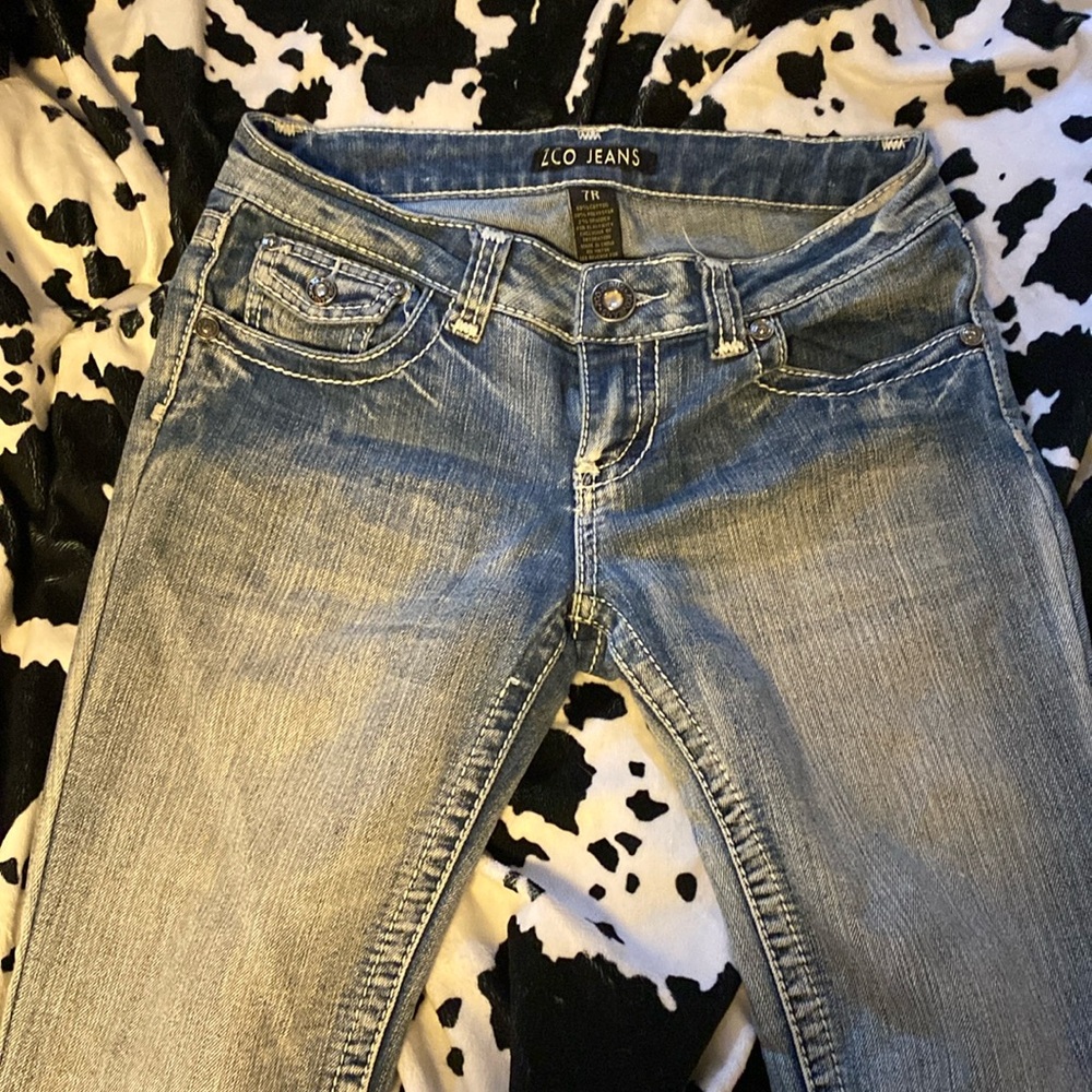 Low rise boot cut jeans